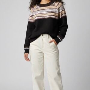 Home women's knit sweater with a crew neck soft winter wear, free size